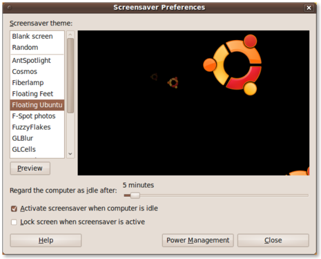 Floating Ubuntu - Screensaver Preferences
